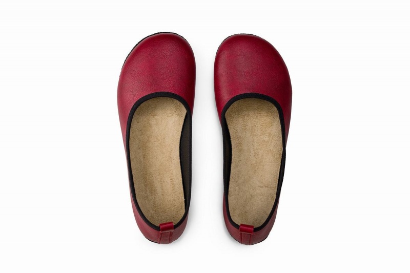 Ahinsa Ananda Narrow Barefoot Women's Ballet Flats Burgundy | KFD6381DT