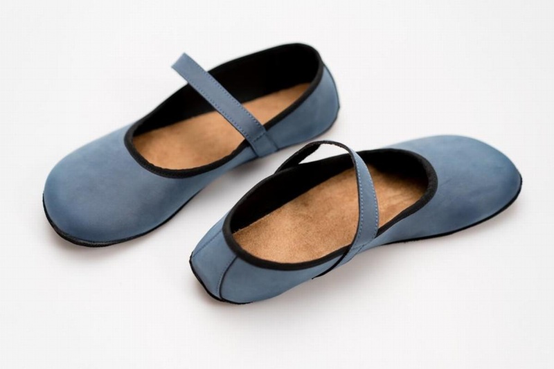 Ahinsa Ananda Nubuck Barefoot Women's Ballet Flats Blue | BDD7787LB