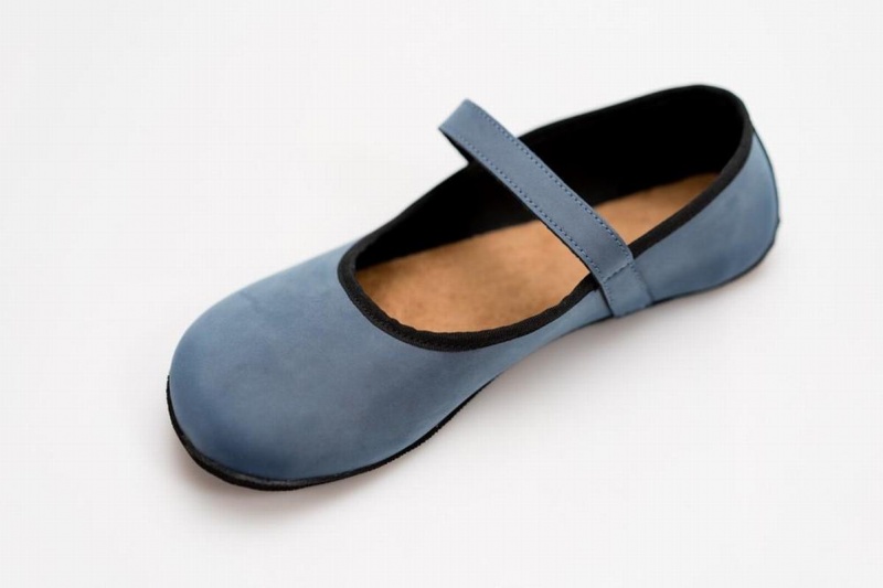 Ahinsa Ananda Nubuck Barefoot Women's Ballet Flats Blue | BDD7787LB