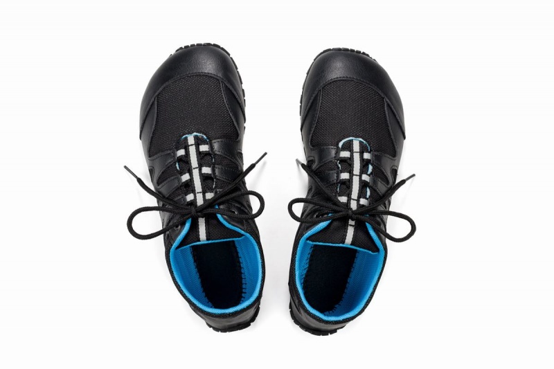 Ahinsa Chitra Run Barefoot Men's Running Shoes Black Blue | JNS993OX