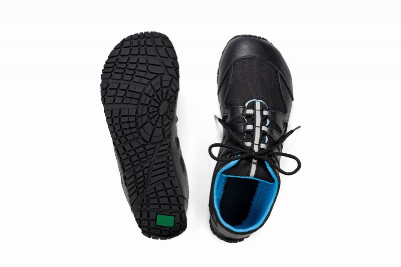 Ahinsa Chitra Run Barefoot Men's Running Shoes Black Blue | JNS993OX