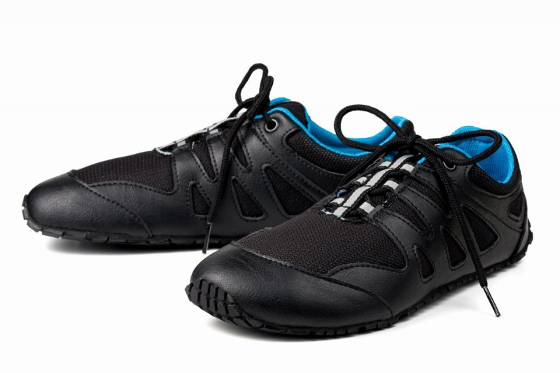 Ahinsa Chitra Run Barefoot Men's Running Shoes Black Blue | JNS993OX