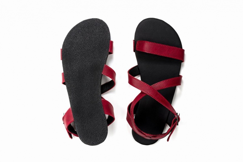 Ahinsa Hava Barefoot Women's Sandals Burgundy | UOR9428CT