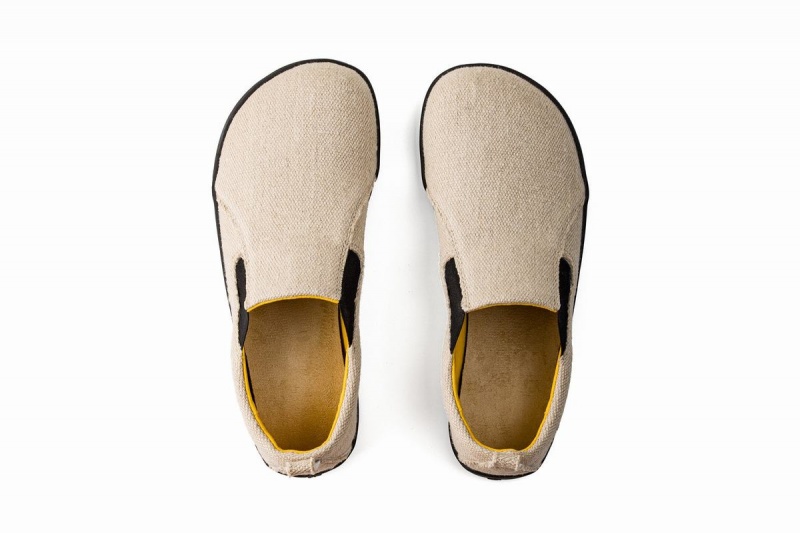 Ahinsa Hemp Barefoot Men's Slip On Sneakers Beige | DOM2428EY