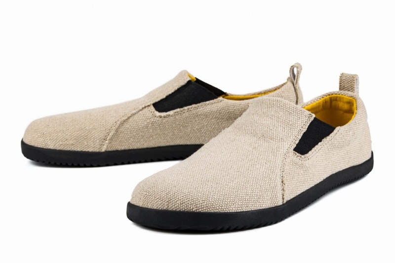 Ahinsa Hemp Barefoot Men's Slip On Sneakers Beige | DOM2428EY