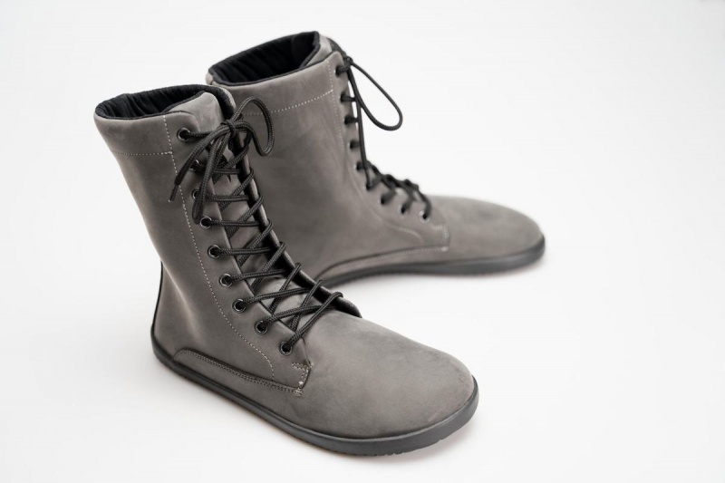 Ahinsa Jaya Nubuck Barefoot Women's Winter Boots Grey | QMV93100HX