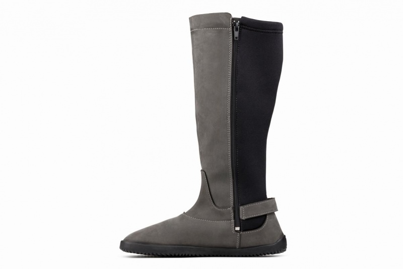 Ahinsa Nubuck Barefoot Women's Tall Boots Grey | AIS463QT