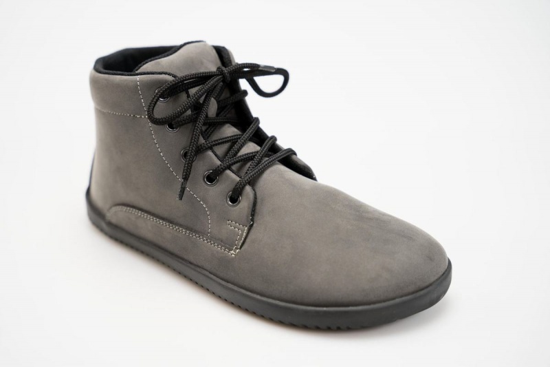 Ahinsa Sundara Nubuck Barefoot Men's Ankle Boots Grey | RSY8443IC