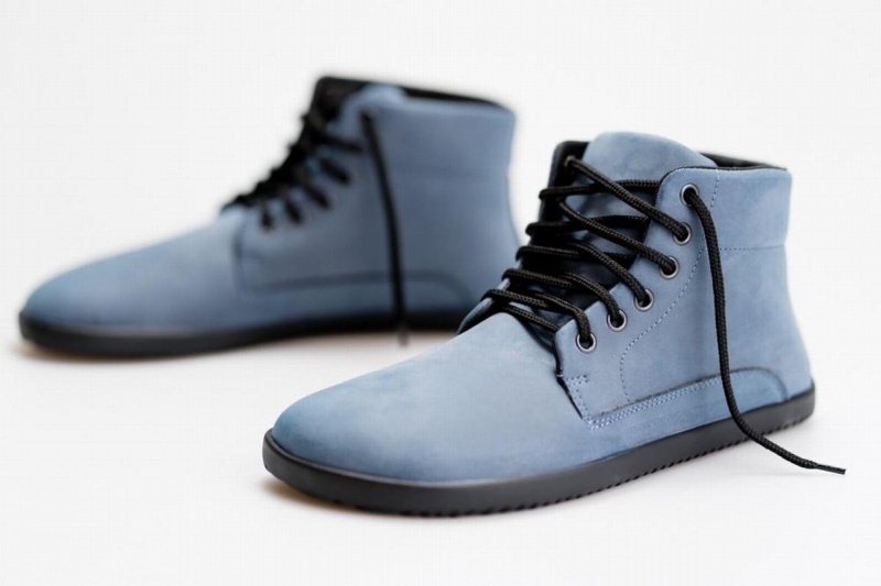 Ahinsa Sundara Nubuck Barefoot Men's Ankle Boots Blue | SEC309YH