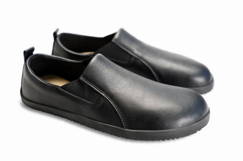 Ahinsa Vegan Leather Barefoot Men's Slip On Sneakers Black | IWZ695KC